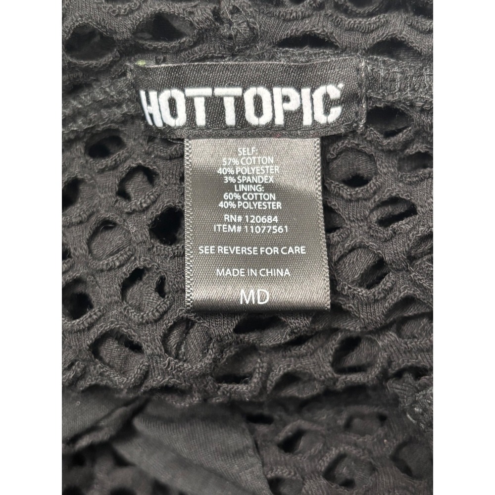 HOT TOPIC Women's Black Long Sleeve Fishnet Hoodie Size Juniors XL - Picture 6 of 7